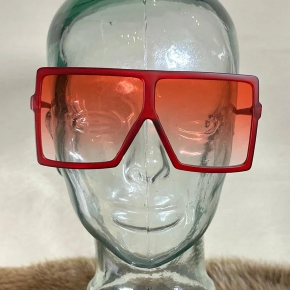 Bold Red Oversized Square Sunglasses - Picture 2 of 3